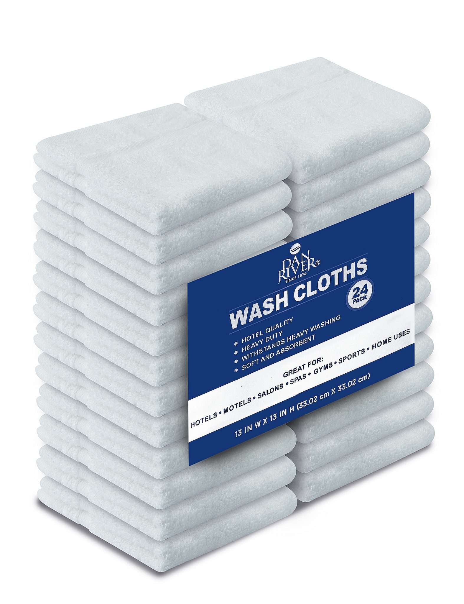 Premium White Face Towels (13×13) Dan River